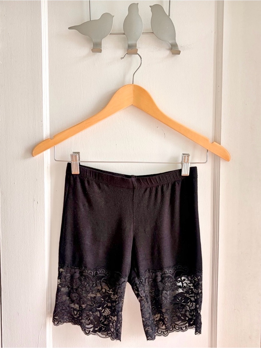 Black Lace Trim Women’s Rayon/Spandex Bike Shorts in Small